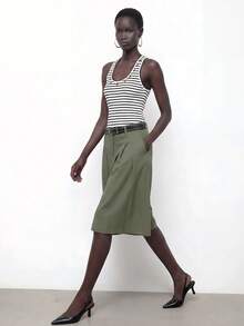 Maija Áo croptop không tay lưới kim loại thời trang đường phố dành cho nữ, thích hợp cho mùa hè. - Đen và trắng - Xem 5