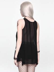 ROMWE Goth Áo tank top dài dáng chữ A rộng rãi dành cho nữ, họa tiết xương côn trùng, cung hoàng đạo. - màu đen - Xem 3