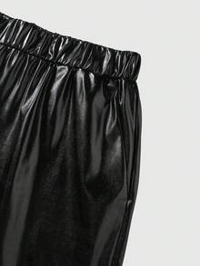 ROMWE MEN Street Life Men's Casual Elastic Waist Shorts - Black - View 4