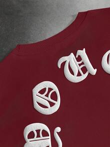 PAVTROS Men's Casual Fashion Street Daily Commute Letter Embossed Loose Tank Top And Drawstring Waist Shorts Set, Summer, Holiday - Red - View 4