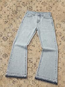 Manfinity EMRG Men's American Casual Gentleman Micro-Flare Design Washed Gray Denim Jeans - Grey - View 1
