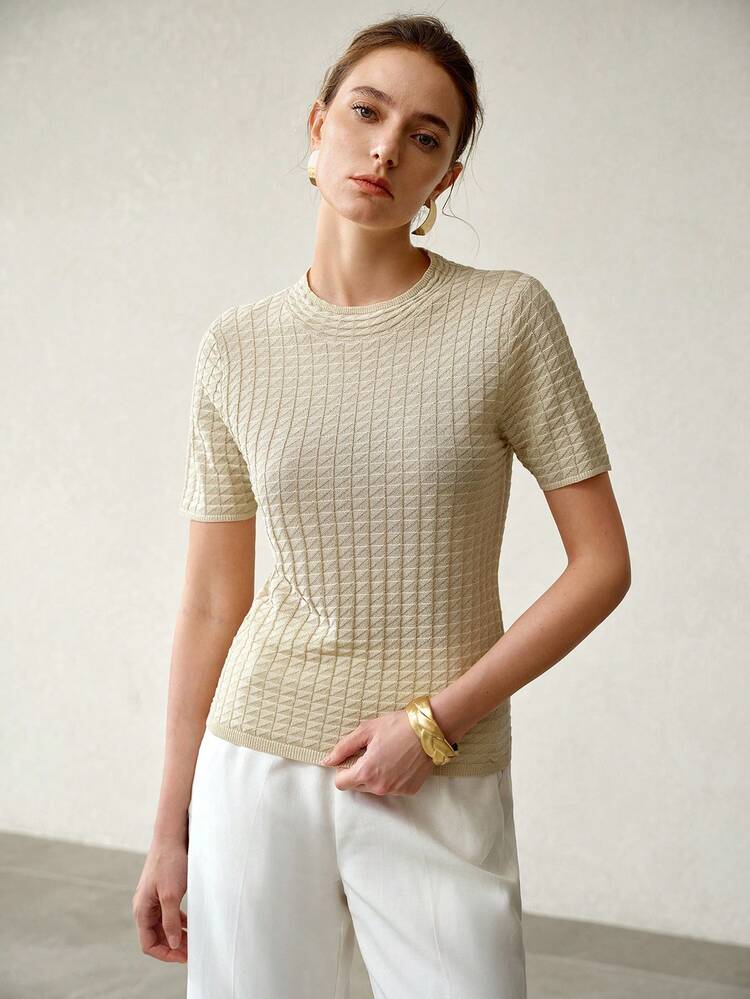 WOMEN'S SHORT SLEEVE TEXTURED KNIT TOP