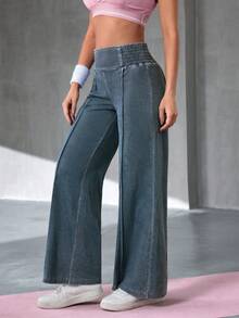 Flexra Quần jeans nữ thường ngày, cạp chun, kiểu dáng casual, đã giặt. - Rửa nhẹ - Xem 6
