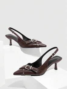 CUCCOO GRLICON Tacones altos de estilo punk Y2K para mujer, adecuados para primavera/verano, vacaciones, viajes, estilo de los 2000 - Café integral - Ver 7