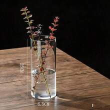 10/20厘米高玻璃圆柱花瓶，郁金香花瓶，桌面摆件，1个 - 玻璃圆柱花瓶，可用于插蜡烛、鲜花、鹅卵石、珠子和灯笼 - 透明玻璃圆柱花瓶 - 婚礼餐桌摆件，家居装饰，房间装饰，花瓶，玻璃花瓶 - 1PC - 查看 3