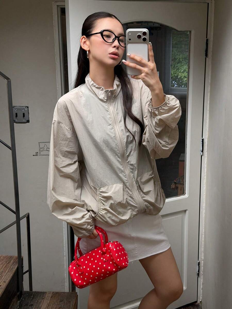 DAZY 女士休闲舒适长袖百搭轻便外套 - 淺灰色 - 查看 1