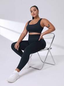 Slayform Slayform Skinny Compression Sports Pants For Plus Size Women With Seamless Design And Quick-Dry Fabric Yoga Pants - Navy Blue - View 6