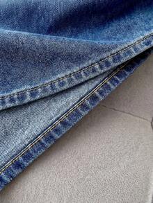 Firerie Fustă mini din denim pentru femei, cu decor metalic, casual, versatilă, pentru întâlniri de noapte, vară, costum de carnaval, naveta, vacanță, absolvire, șic, Y2K, drăguț, streetwear, petrecere, nuntă, elegant, business casual, femeie, afaceri, plajă, absolvire, la modă, fustă din denim pentru femei, cu detaliu inel auriu, lungime mini, spălată, fustă blugi, pentru vară - Albastru - Vizualizare 4