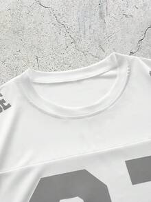 EVRINFINITE Áo tank top nam tay ngắn cổ tròn in họa tiết tối giản - trắng - Xem 3