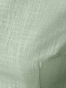 Elegante conjunto de dos piezas de lujo a cuadros negros, elegante blusa de verano con lazo en la espalda y pantalones de pierna ancha, conjunto a juego sexy con recorte y lazo en la espalda - verde menta - Ver 3