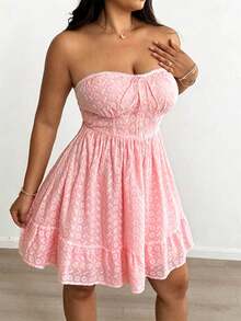 Unity Vintage French Style Embroidered And Lace Bodice Dress For Spring/Summer - Cherry Red - View 4