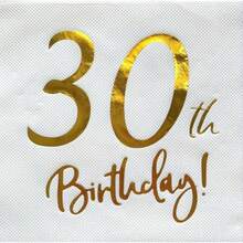 20pcs White & Gold Printed 30th Birthday Party Napkins, 6.5*6.5inch, Made Of Original Pulp, Suitable For Hotel Restaurant Bar Disposable Tableware Napkin Valentine DAY, Valentines Wedding, Birthday - Multicolor - View 6