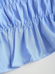 Sweetra Spring Lazy Blue Striped Cropped Camisole & Wide Leg Casual Pants 2-Piece Set For Women - Blue - View 4