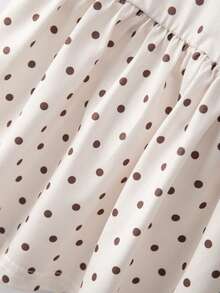 SHEIN Franclia Áo thun nữ chấm bi xếp ly, kiểu dáng thường ngày, đa năng. - Màu be - Xem 5