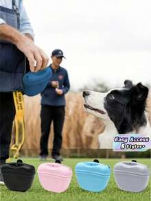 1 Portable Silicone Dog Treat Bag With Magnetic Closure Belt Clip Pet Training Pouch For Walking Outdoor Must Have Accessory - Multicolor - View 1