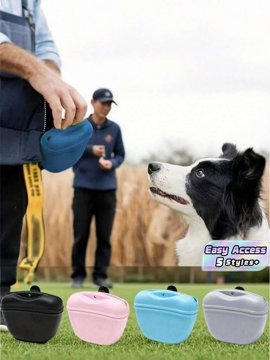 1 Portable Silicone Dog Treat Bag With Magnetic Closure Belt Clip Pet Training Pouch For Walking Outdoor Must Have Accessory - Multicolor - View 1