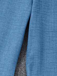 SHEIN Tween Girls' Elegant Minimalist Jumpsuit, Blue Textured Fabric, Round Neck Sleeveless Frill Trim Jumpsuit, Suitable For Vacation And Commute - Blue - View 3