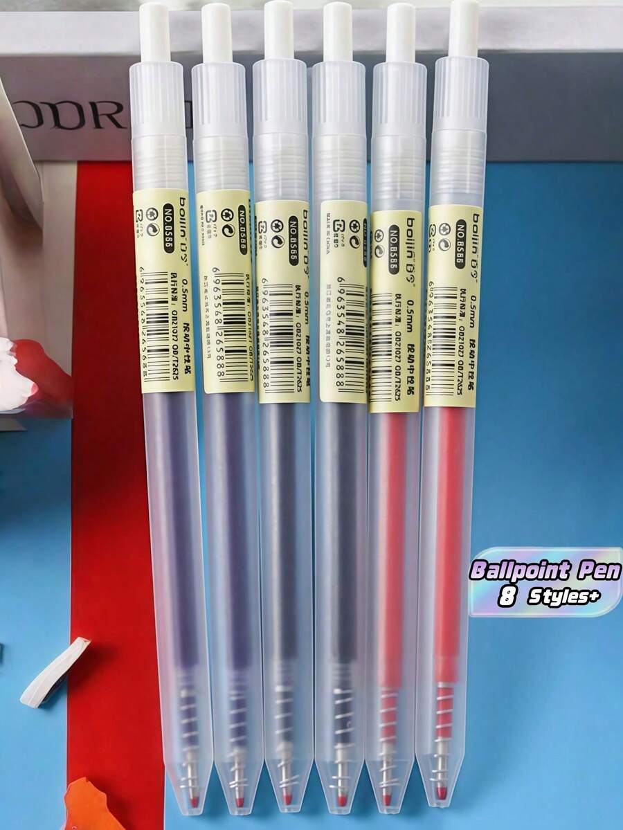 8-Pack/15-Pack Set Of Retractable Neutral Pens: Black/Red/Blue, 0.5 Mm Fine-Point Ballpoint Pens, Office And Study Supplies, Student Stationery. - multicolor - View 1