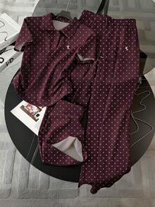 Conjunto de camiseta polo y pantalones con bordado de fresa, bordado de concha artesanal, estilo minimalista de moda para mujer, regalo para amigos - Multicolor - Ver 6