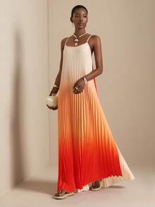 SHEIN Veneréa Đầm xếp ly ombre thanh lịch, thích hợp cho mùa hè. - Nhiều màu - Xem 3