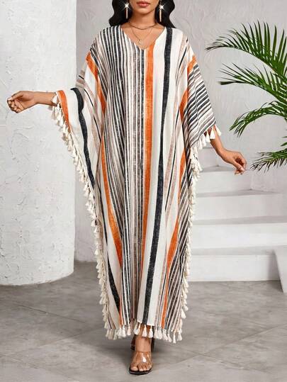 SHEIN Lady Trang phục đi nghỉ mát in sọc cho nữ, phong cách Boho/Bohemia/Boho, trang phục nữ châu Phi, váy nữ, váy hè nhiệt đới cho nữ, váy công sở thanh lịch, váy tốt nghiệp thường ngày cho nữ, váy sinh nhật & sự kiện / váy công sở / váy nhà thờ / váy cưới / váy đi nghỉ mát.