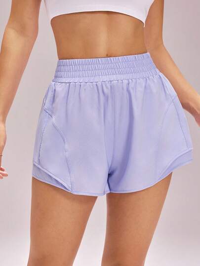 SHEIN Sovereign Charm Quần short màu tím nhạt đa năng, kiểu dáng thoải mái, có túi đựng đồ, ôm sát và tôn dáng.