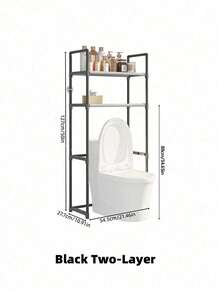 1PC 2 3 Tier Floor Toilet Storage Rack Multi Layer Sturdy Rustproof Metal Frame Multifunctional Bathroom Organizer With Towel Bar Space Saving Adjustable Shelves Black White For Bathroom Laundry Room Daily Necessities Holder - Multicolor - View 11