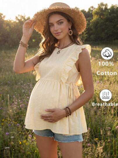 Boho Mama Summer Outfits,Yellow Cotton Babydoll Style Bohemian-Style Shirt With Side Ties.Maternity Vacation Casual Solid Color Ruffle Sleeveless Blouse Blouse For Pregnant Women Maternity Clothes Spring And Summer Blouse Babydoll Maternity Tops Ruffle Blouse Yellow Summer Top Yellow Top Women Ruffle Top Light Yellow Top Summer Top With Ruffles Yellow Clothes Yellow Dress Yellow Dress Women Zanea Dress For Woman Women Dress Zip Up Top Maternity Clothes For Summer Pregnancy Top Pregnancy Outfits Yellow Tops For Women Elegant Yellow Sun Dresses For Women Ruffle Maternity Top Casual Maternity Wear Summer Maternity Top Vacation Maternity Wear Maternity Blouse For Pregnant Martenity Dresses For Pregnant Ladies