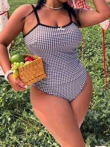 Swim Mod Bộ bikini hai mảnh cỡ lớn dành cho nữ, kiểu dáng tam giác, dây mảnh, thắt nơ phía trước. - Nhiều màu - Xem 4