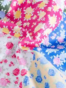 SHEIN Swim Mod New Arrival Spring/Summer Floral Patchwork Triangle Cup Bikini Two Pieces Swimsuit, Countryside Style Girl Vibe, Beach Holiday - Multicolor - View 5