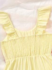 Sparklyn Đầm xếp tầng phong cách Boho cho bé gái tuổi teen - Đầm ngắn dáng chữ A không tay cổ vuông với thắt lưng ren nhiều màu sắc, thích hợp cho kỳ nghỉ hè ở bãi biển. - Màu vàng - Xem 6