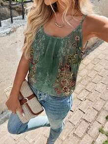 SHEIN Clasi Áo camisole nữ in hoa dáng rộng thoải mái - Nhiều màu - Xem 5