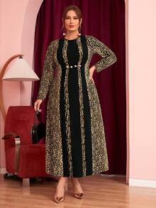 Mulvari Đầm Plus Size Báo Thanh lịch - màu đen - Xem 5