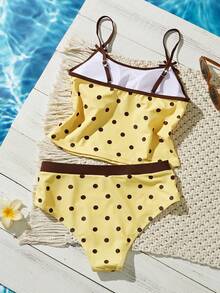 Swim Mod 2026 Spring/Summer New Polka Dot Print Sexy Backless Women's Camisole & Bikini Two Pieces Swimsuit Set - Multicolor - View 2
