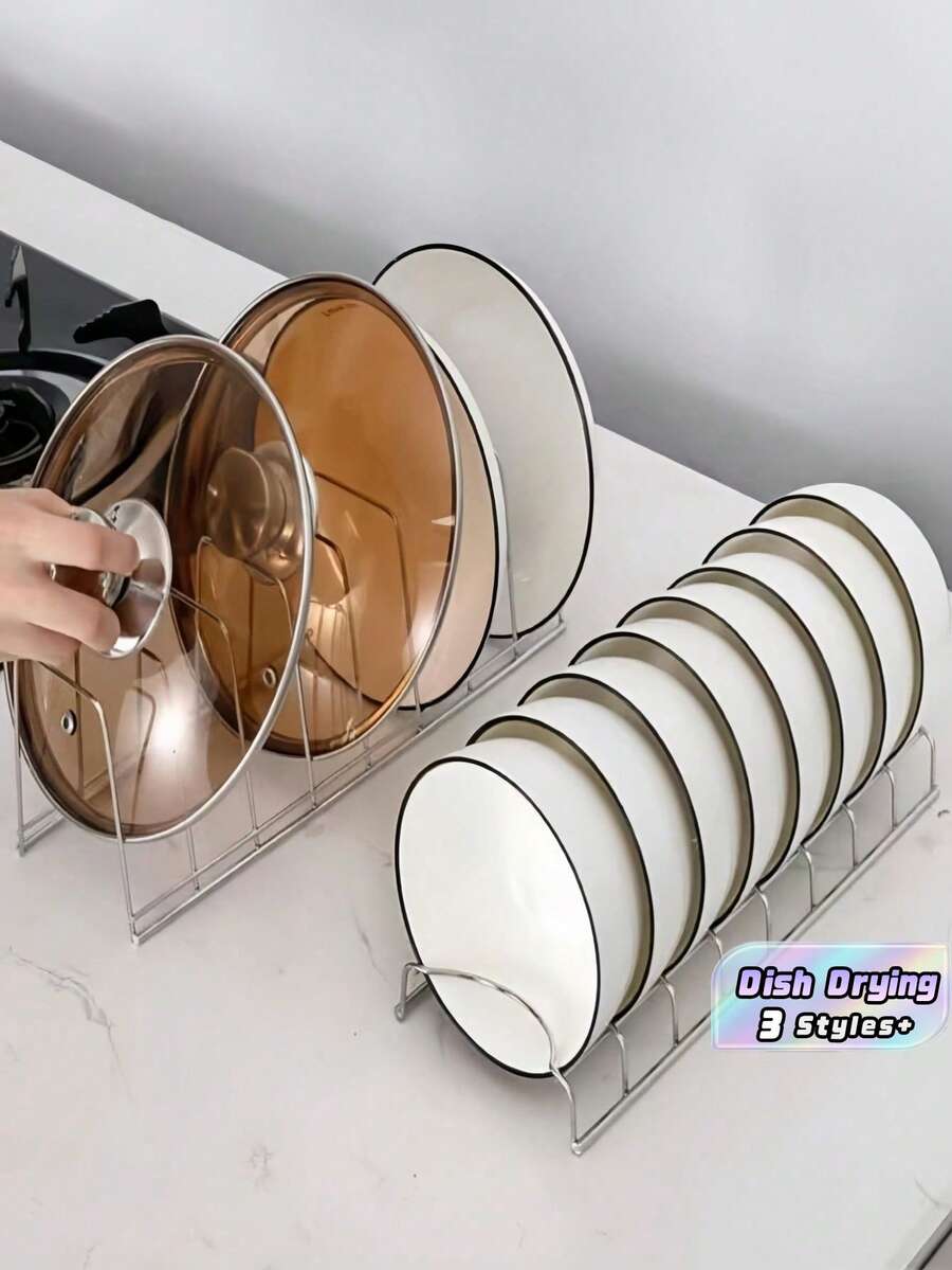 1 Pieza Rejilla de Acero Inoxidable para Almacenamiento de Cocina, Dos estilos para secar Platos, Palillos y Cuencos con Rejilla Incorporada para Fregaderos y Armarios, Rejilla de Escurridor de Cocina, Navidad-Plateado - Plateado - View 1