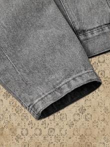 Manfinity Denimwave Áo khoác denim ngắn tay dài dành cho nam - Xám - Xem 4