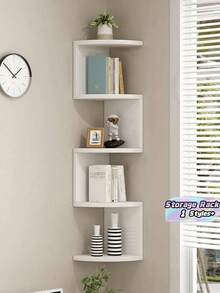 1pc Corner Shelf, Corner Protection Against Moisture, No Drilling Required, Wall-Mounted, Bedroom Wall Shelf, Corner Shelf, Kitchen Triangle Cabinet, Storage Rack. - Multicolor - View 1