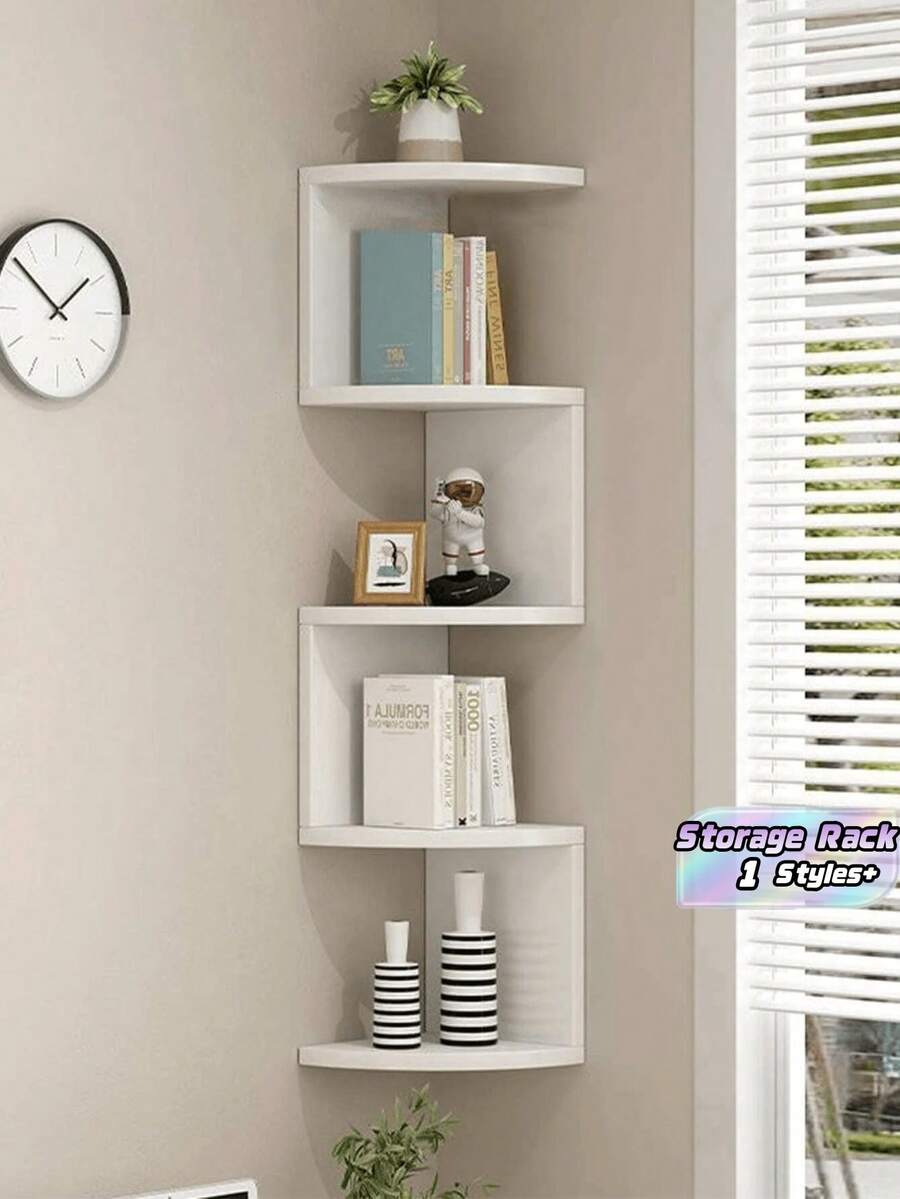 1pc Corner Shelf, Corner Protection Against Moisture, No Drilling Required, Wall-Mounted, Bedroom Wall Shelf, Corner Shelf, Kitchen Triangle Cabinet, Storage Rack. - Multicolor - View 1