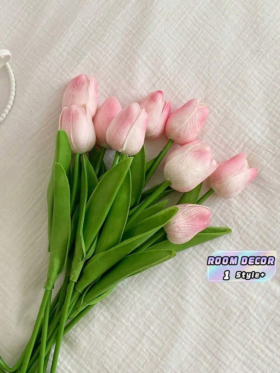 3 PIEZAS Flores de tulipán artificiales realistas para decoración del hogar, sala de estar, dormitorio, escritorio, jardín, Día de San Valentín, cumpleaños, graduación, regalo, plantas falsas, centro de mesa - Rosa Pálido - Ver 1