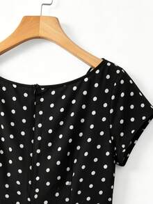 GlowEve CURVE Vestido vintage de manga corta con lunares para tallas grandes - Negro - Ver 3