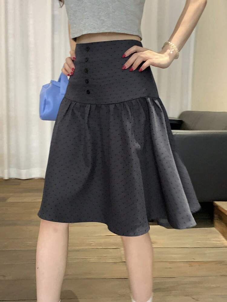 Women's Polka Dot Casual Pleated A-Line Skirt
