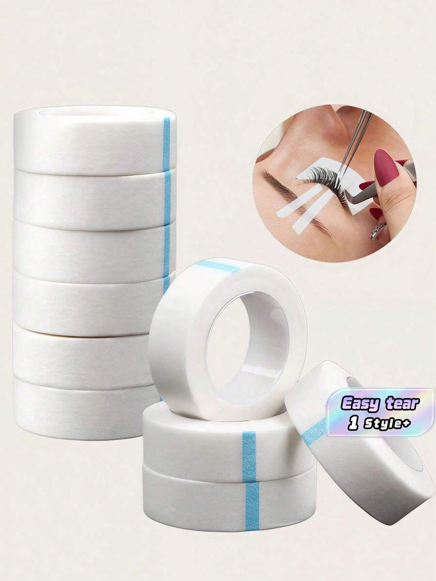10 rollos de cinta adhesiva para extensiones de pestañas, parches transpirables y blancos debajo de los ojos, sin pelusa, cinta adhesiva para mapeo de pestañas, aislamiento, suministros profesionales de maquillaje para salón - Blanco - Ver 1