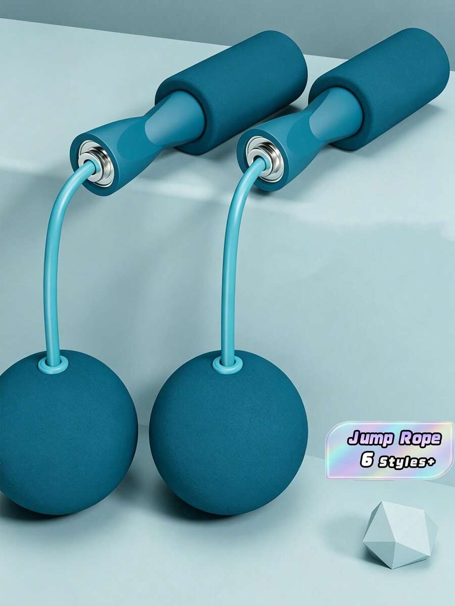 1 Pair Weighted Cordless Jump Rope With Foam Handles, Dual-Use For Fitness & Exercise