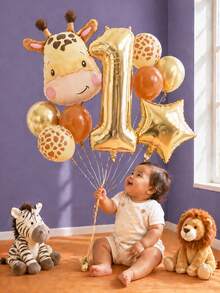 MINKOJA MINKOJA 11 pièces Ensemble de ballons en forme de tête de girafe géante avec ballon en feuille numéro blanc doré de 32 pouces pour décoration de fête d'anniversaire sur le thème de la jungle, fournitures de fête d'anniversaire, décoration de fête safari, anniversaire, Noël - Voir 4