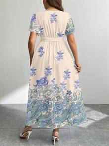 Modelyn CURVE Đầm dáng rộng, tối giản, họa tiết hoa retro, cỡ lớn, thích hợp cho mùa thu/đông. - Nhiều màu - Xem 2