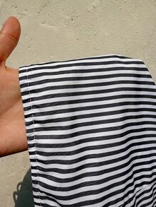 SHEIN Unity Áo tank top nữ gợi cảm, kẻ sọc, buộc dây. - màu đen - Xem 4