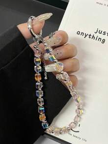 1. Vòng tay đính pha lê sang trọng, dây đeo cổ tay ngắn có kẹp để gắn ốp điện thoại, móc khóa, mặt dây chuyền túi xách - phụ kiện không thể thiếu. - Nhiều màu - Xem 9