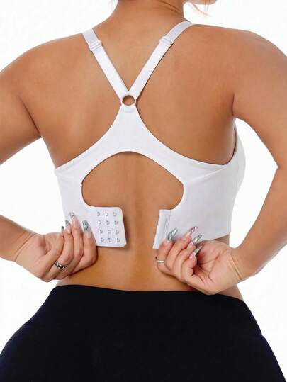 Rhythm Era Plus Size Women Solid Color Racerback Sports Bra