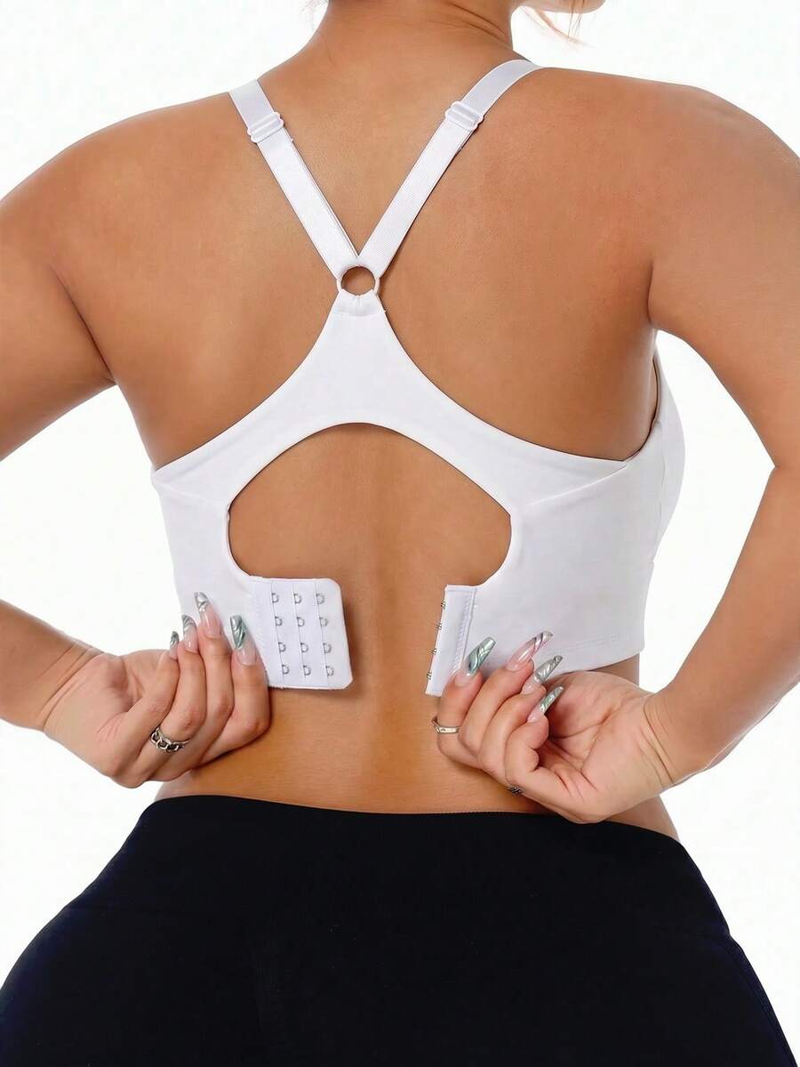 Rhythm Era Plus Size Women Solid Color Racerback Sports Bra