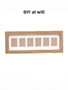 6 Openings Wood Grain Effect Multi Photo Frame Vintage Rustic Style Display Pictures For Wedding Certificate ID Card License Photo Gift Birthday Graduation Anniversary Celebration Party Family Memory Wall Mountable Tabletop Collage Frame Home Office Decoration Rustic - Log color - 6 holes - View 11